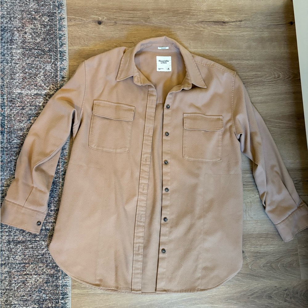 Abercrombie & Fitch Women’s Camel Button-Up Shirt Jacket